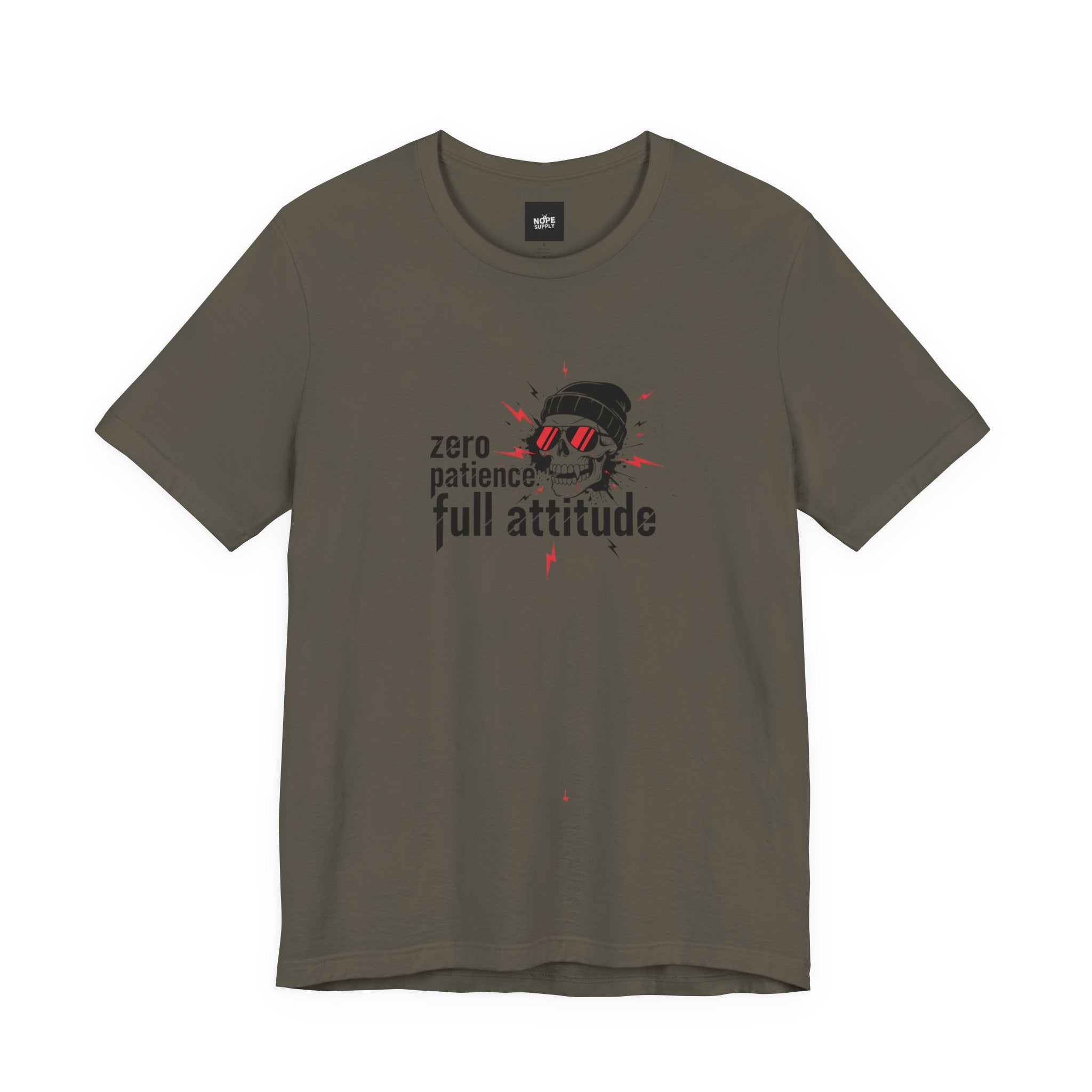 "Zero Patience, Full Attitude" Skull Tee — Graphic Attitude T-Shirt