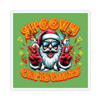 Groovy Christmas Sticker — Retro Santa Peace Sign Holiday Decal