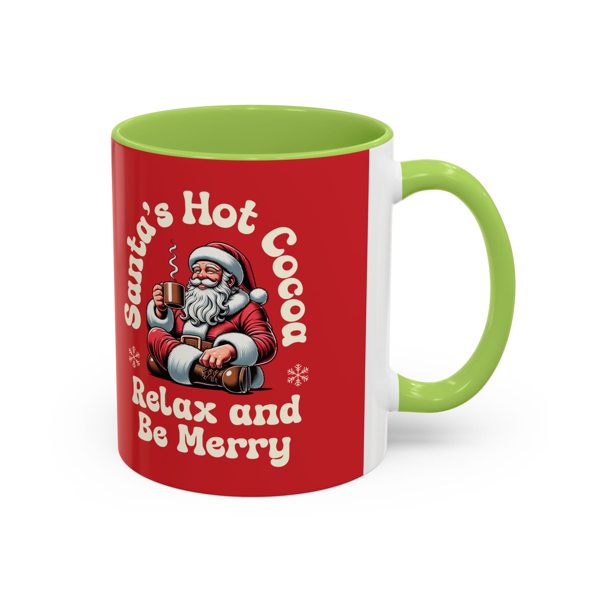 Santa Hot Cocoa Accent Coffee Mug — "Santa's Hot Cocoa Relax and Be Merry" Holiday Mug (11/15oz)