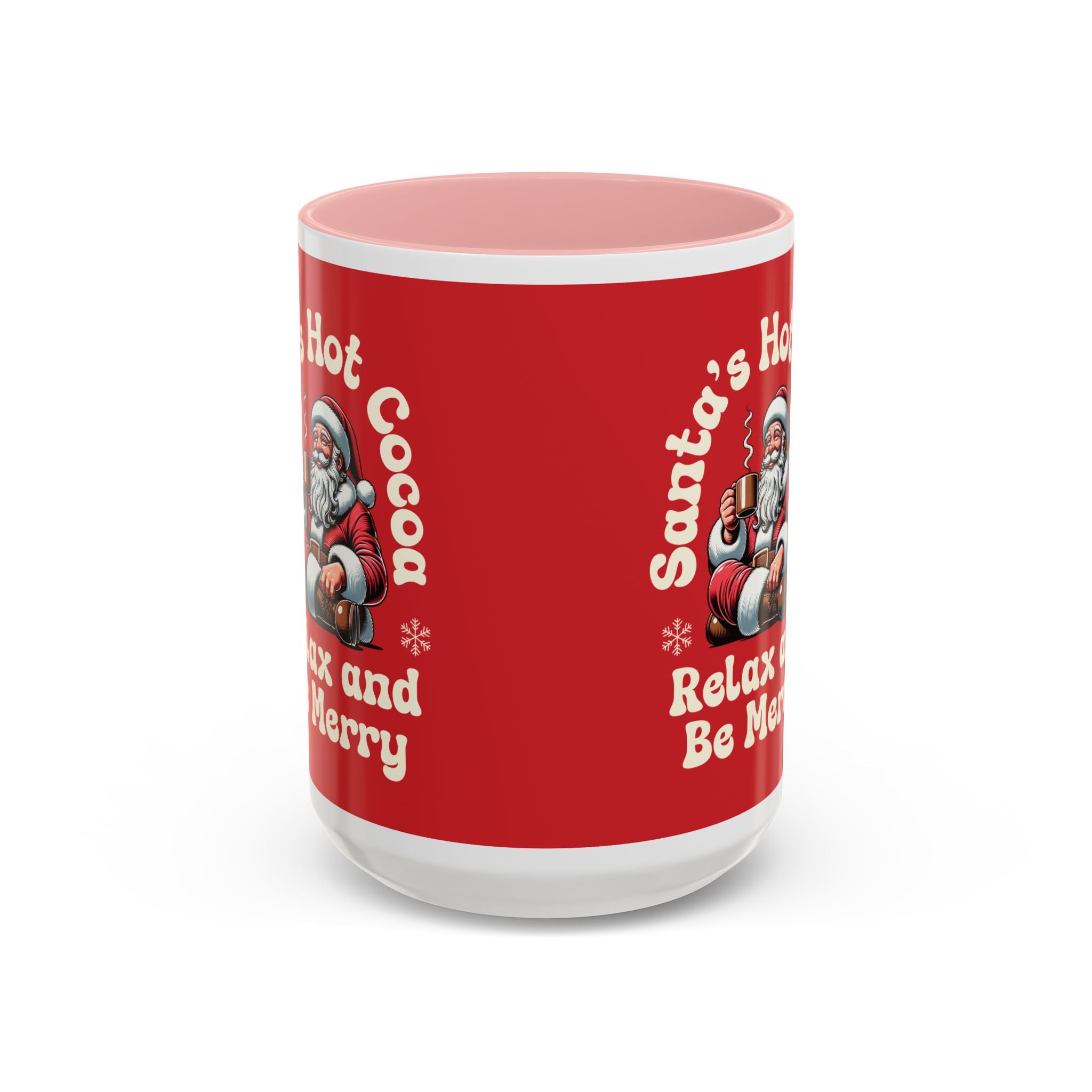 Santa Hot Cocoa Accent Coffee Mug — "Santa's Hot Cocoa Relax and Be Merry" Holiday Mug (11/15oz)