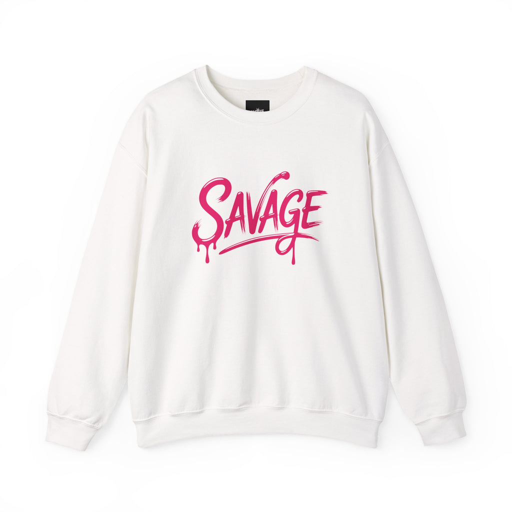 Savage Script Crewneck Sweatshirt — Pink Graffiti Graphic