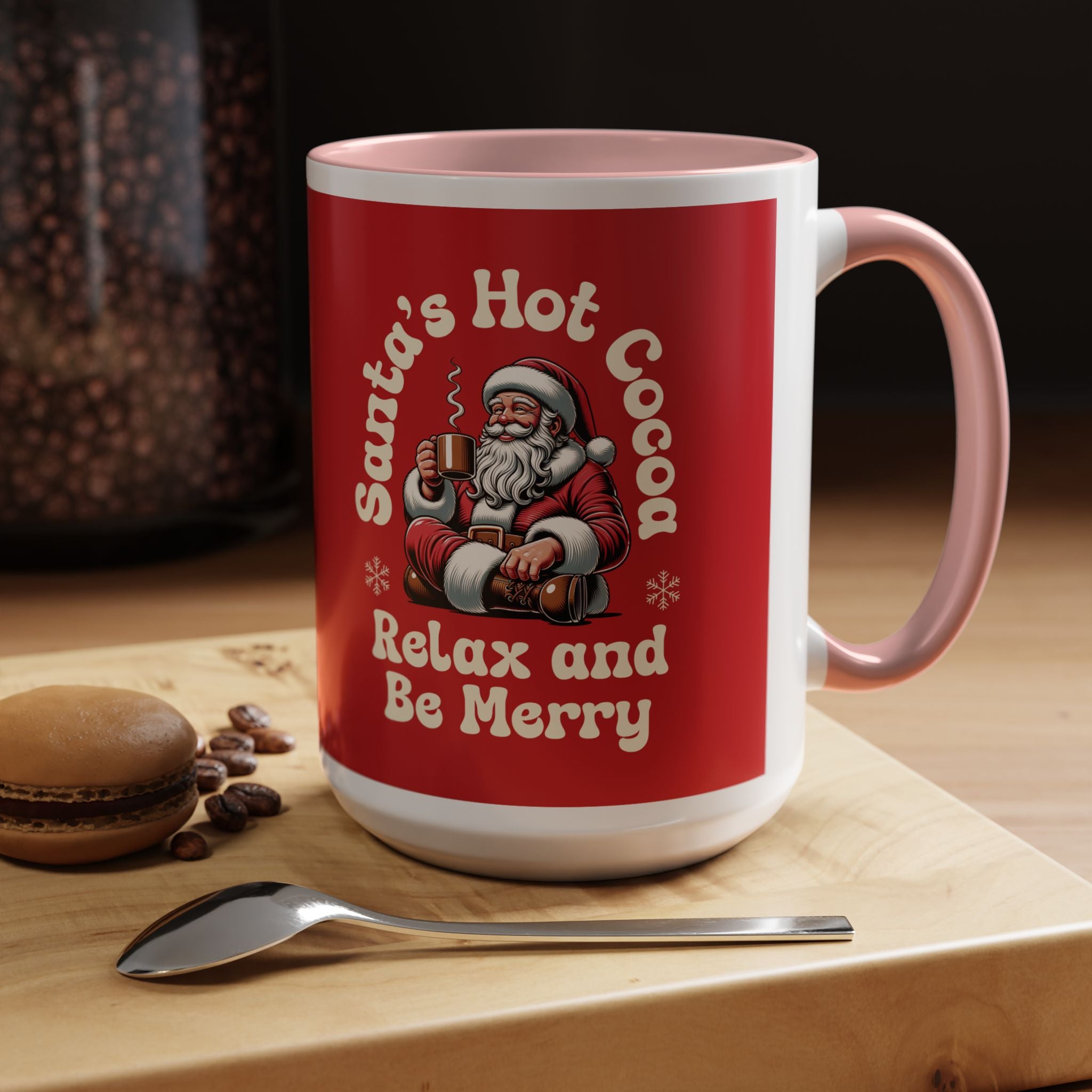 Santa Hot Cocoa Accent Coffee Mug — "Santa's Hot Cocoa Relax and Be Merry" Holiday Mug (11/15oz)