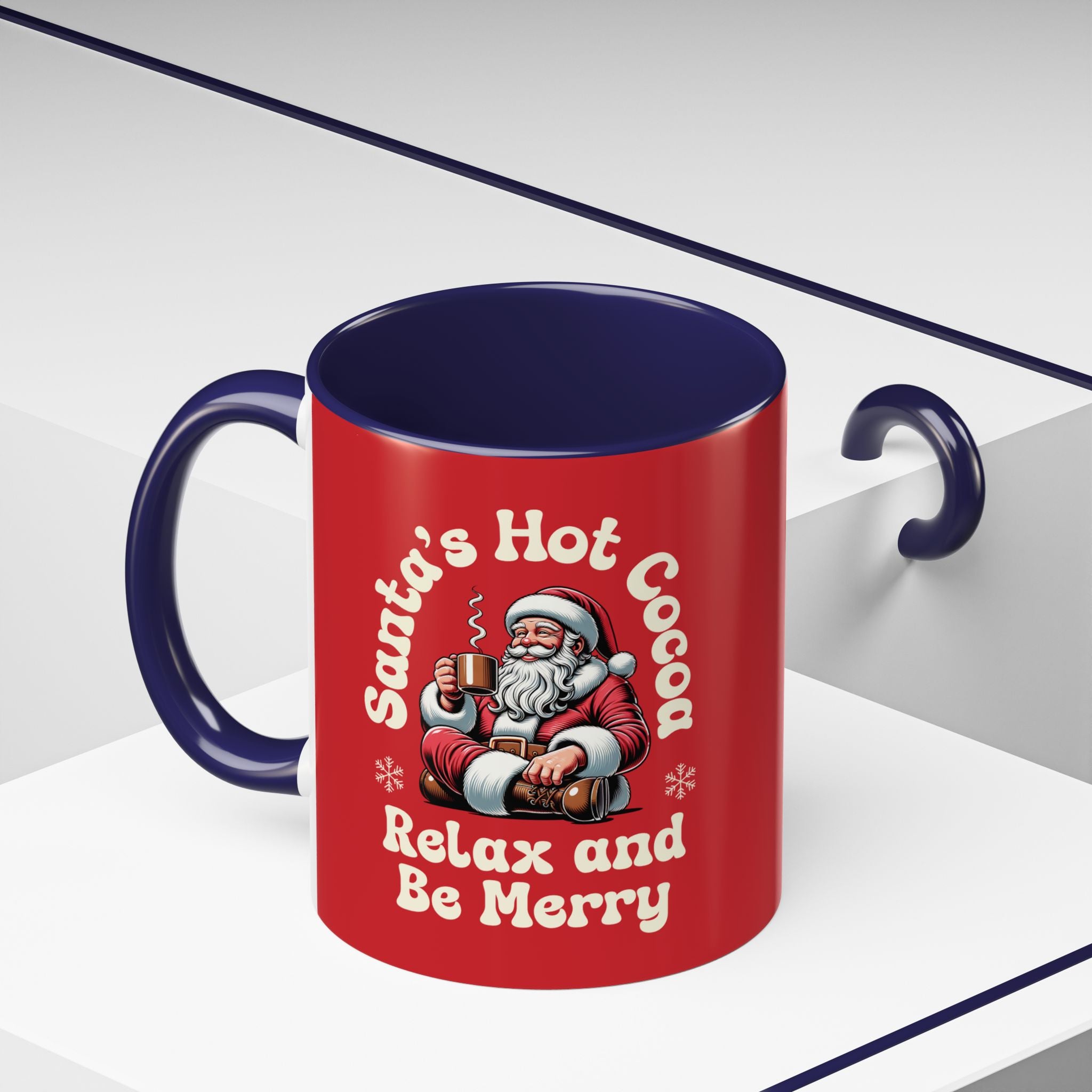 Santa Hot Cocoa Accent Coffee Mug — "Santa's Hot Cocoa Relax and Be Merry" Holiday Mug (11/15oz)