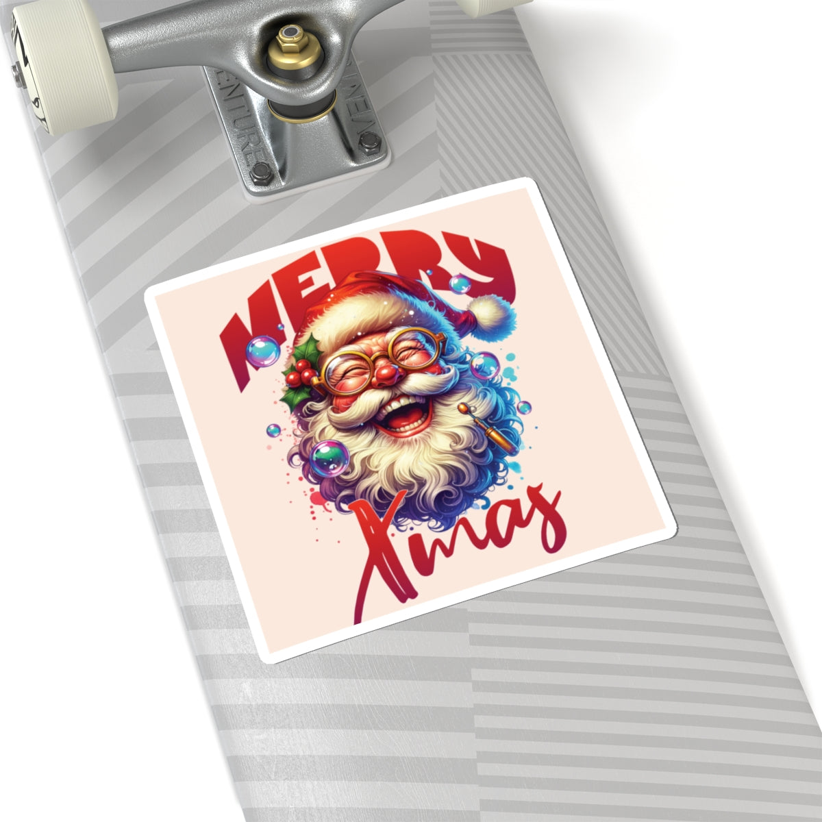 Christmas Santa Sticker — "Merry Xmas" Kiss-Cut Holiday Decal