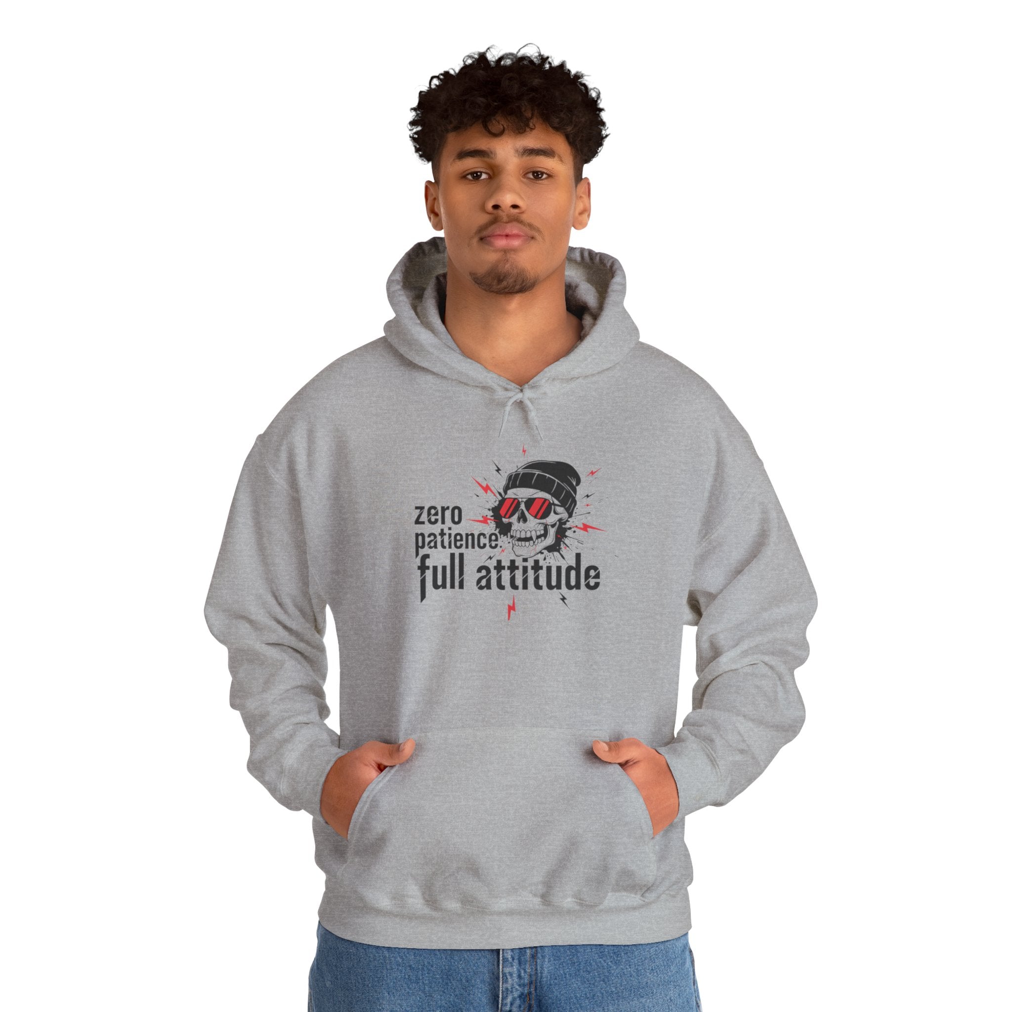 "Zero Patience, Full Attitude" Hoodie — Bold Graphic Quote Sweatshirt
