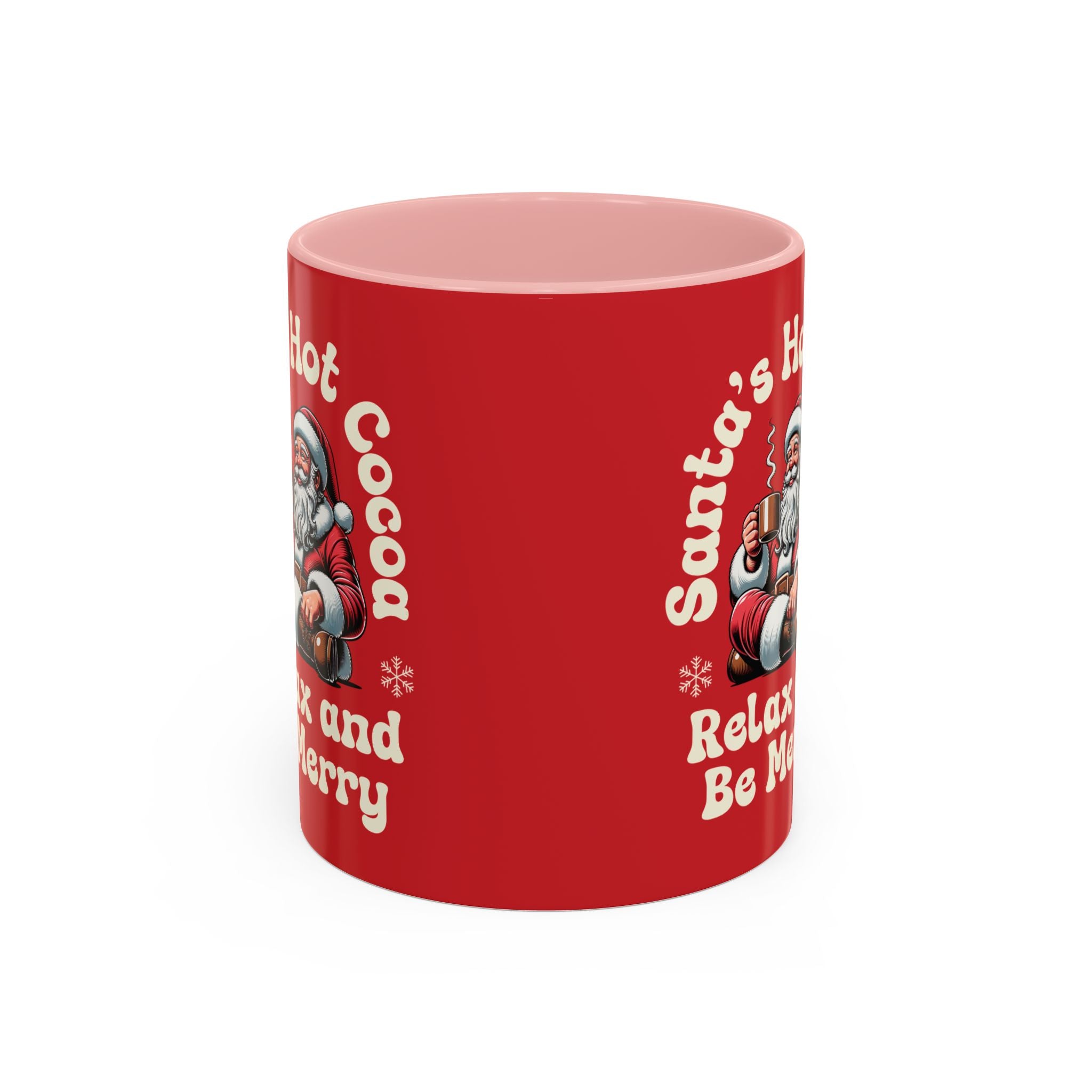 Santa Hot Cocoa Accent Coffee Mug — "Santa's Hot Cocoa Relax and Be Merry" Holiday Mug (11/15oz)