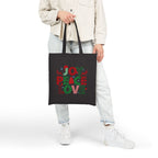 Christmas Joy, Peace & Love Tote Bag — Holiday Canvas Gift Tote