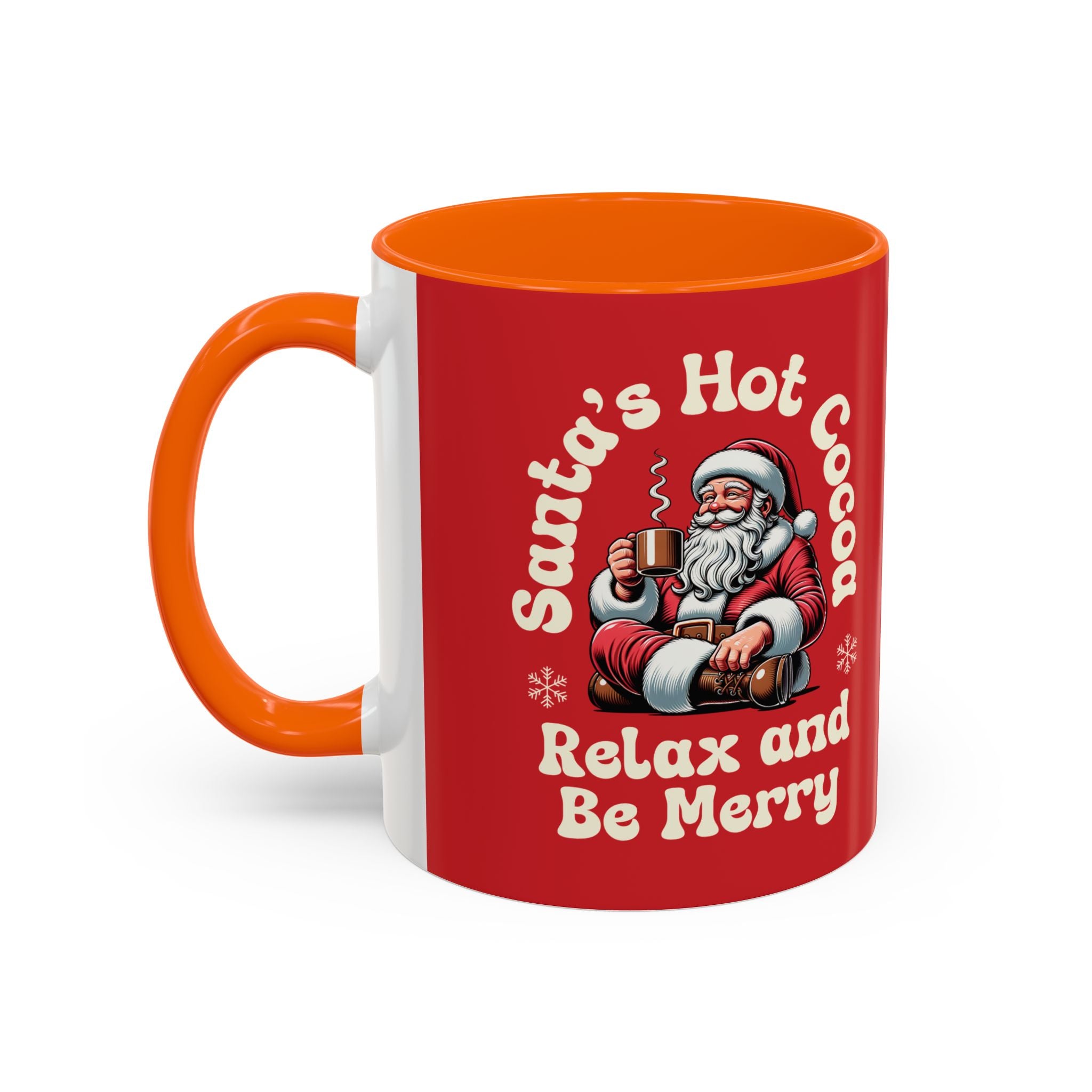 Santa Hot Cocoa Accent Coffee Mug — "Santa's Hot Cocoa Relax and Be Merry" Holiday Mug (11/15oz)