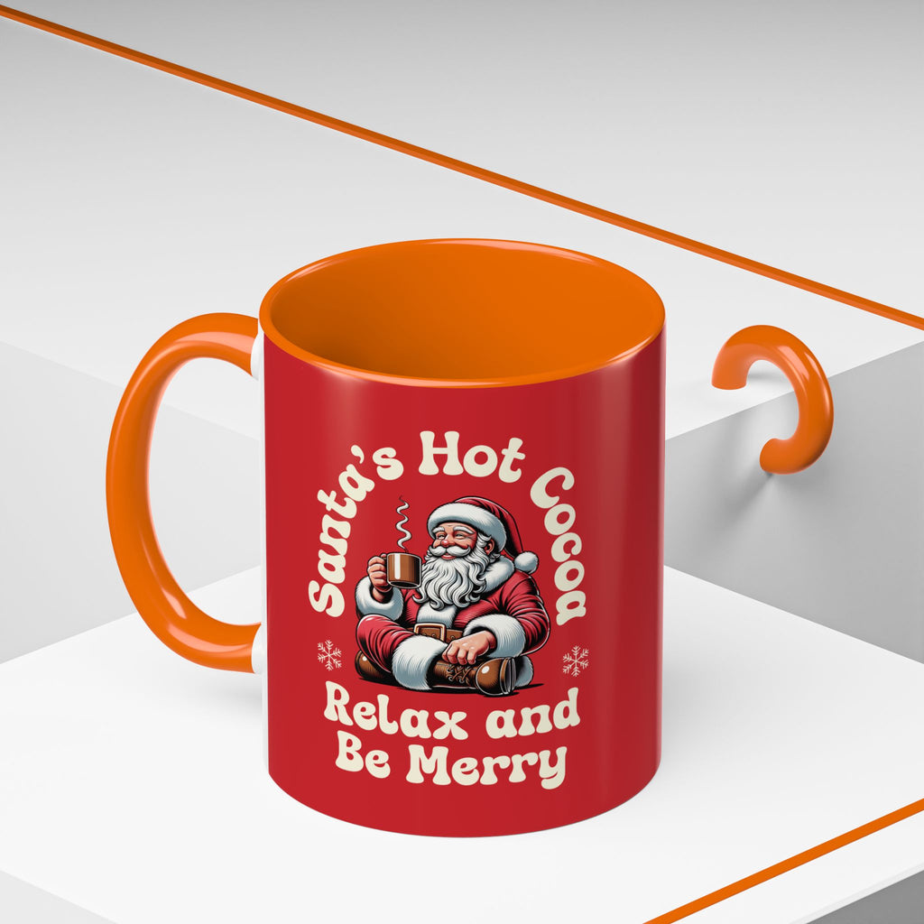 Santa Hot Cocoa Accent Coffee Mug — "Santa's Hot Cocoa Relax and Be Merry" Holiday Mug (11/15oz)