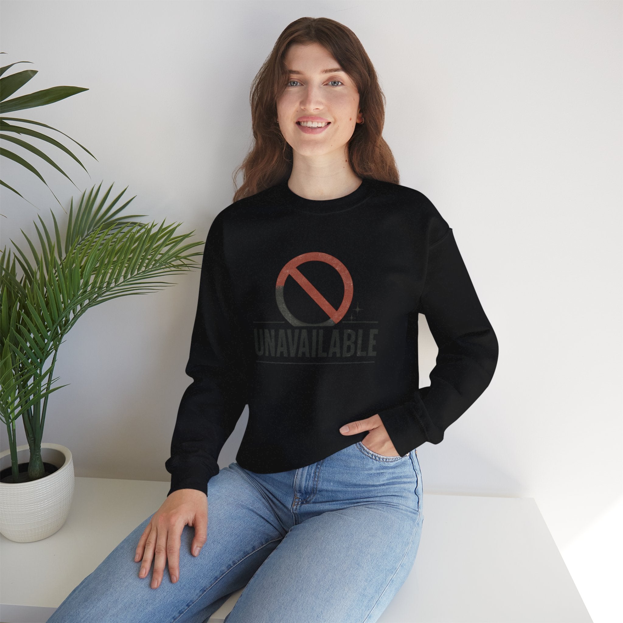Crewneck Sweatshirt — Minimalist Red Prohibition Symbol Graphic
