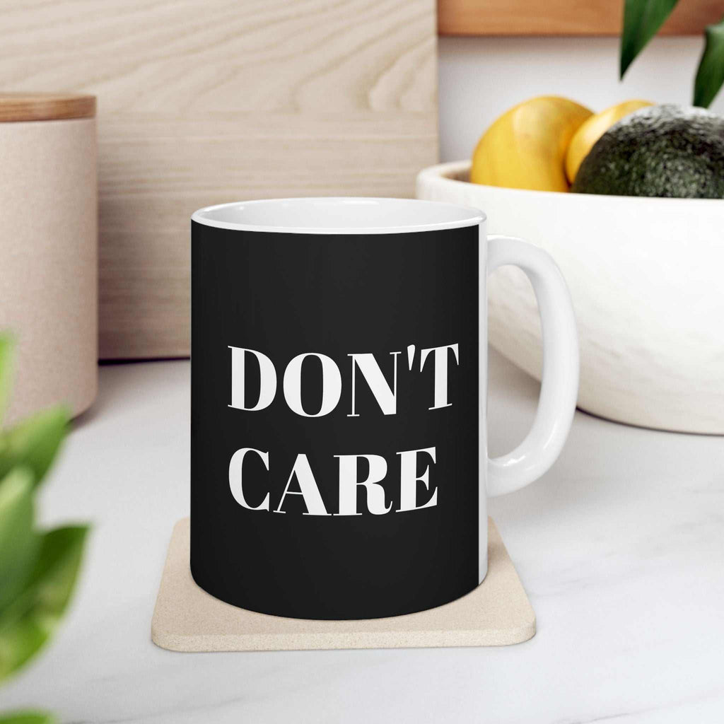 custom mugs DON'T CARE MugMinimalist design, maximum attitude, unapologetically honest. Product features- Glossy finish for a stylish look- Vibrant colors with crisp designs- Microwave-safNOPE SUPPLY