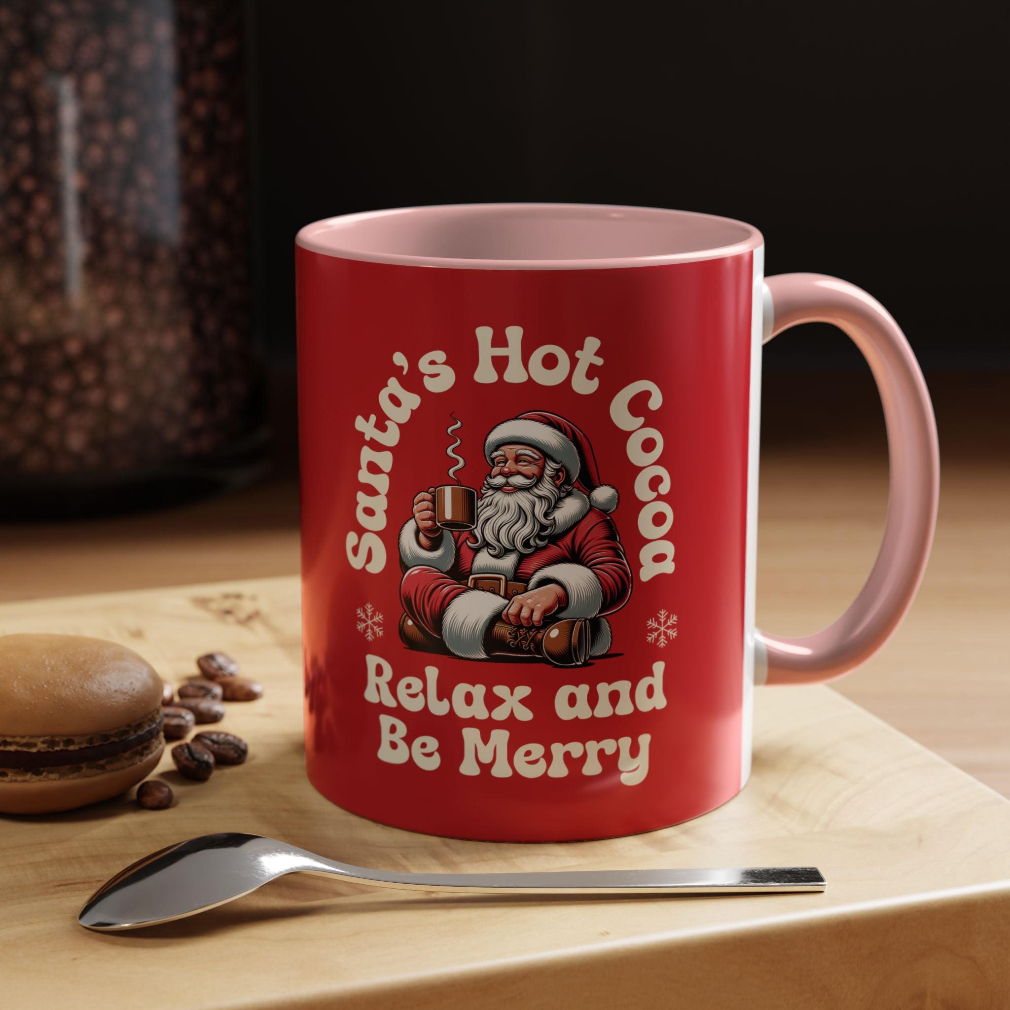 Santa Hot Cocoa Accent Coffee Mug — "Santa's Hot Cocoa Relax and Be Merry" Holiday Mug (11/15oz)