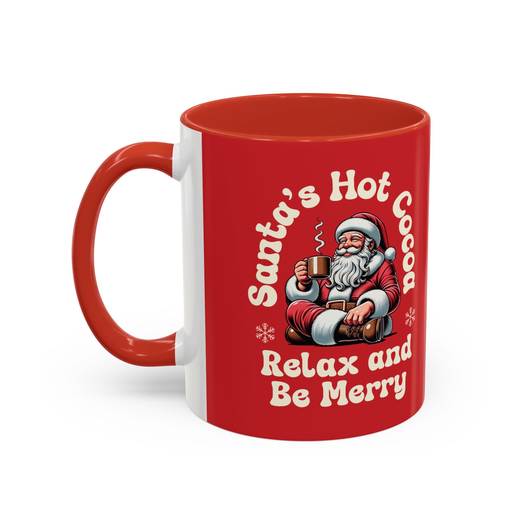 Santa Hot Cocoa Accent Coffee Mug — "Santa's Hot Cocoa Relax and Be Merry" Holiday Mug (11/15oz)