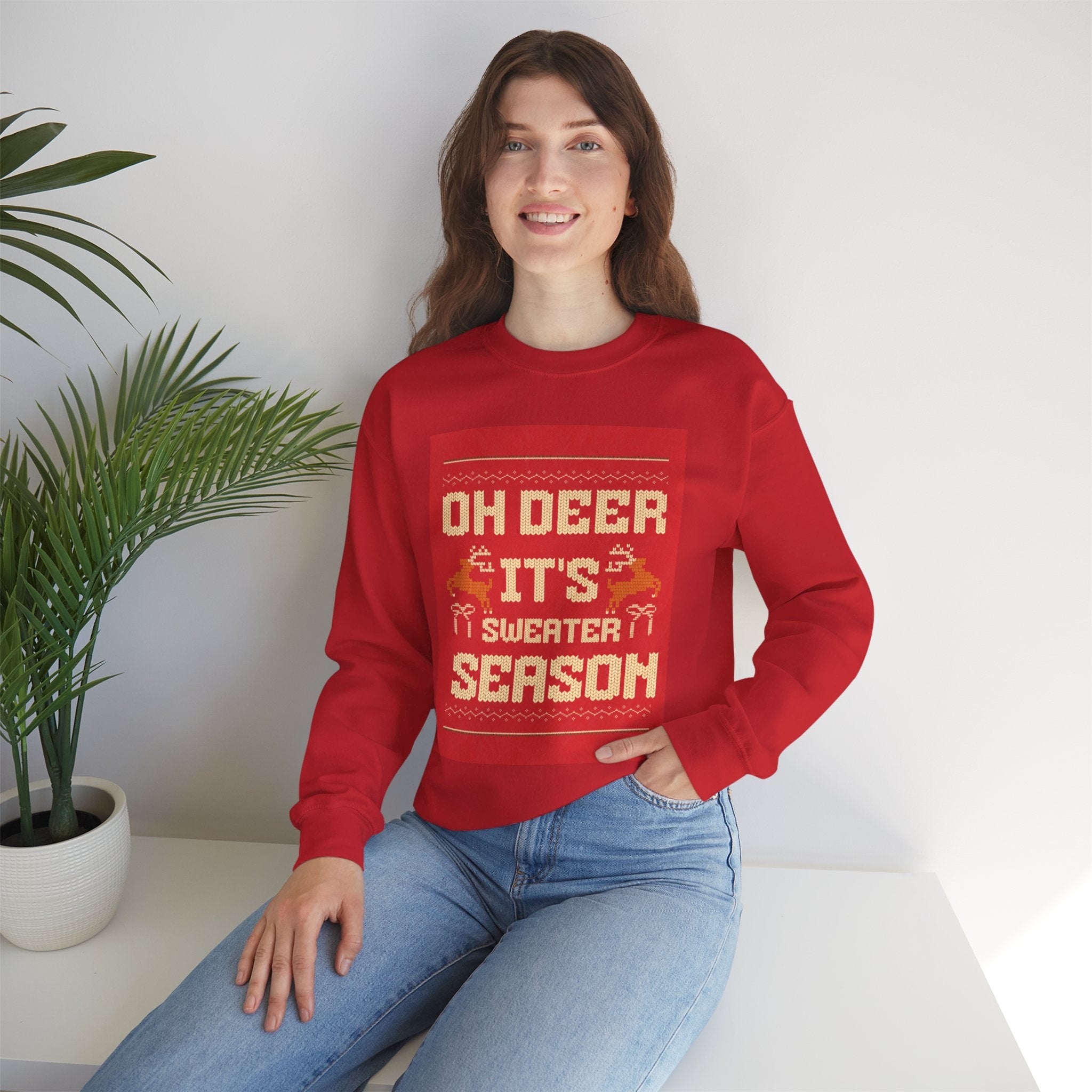 Holiday Sweatshirt — "Oh Deer It's Sweater Season" Christmas Crewneck