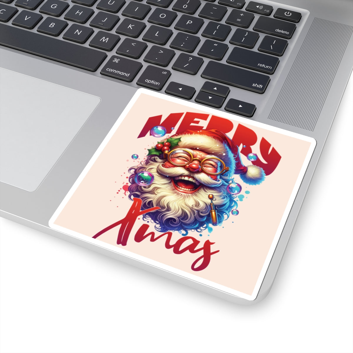 Christmas Santa Sticker — "Merry Xmas" Kiss-Cut Holiday Decal