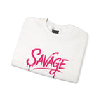 Savage Script Crewneck Sweatshirt — Pink Graffiti Graphic